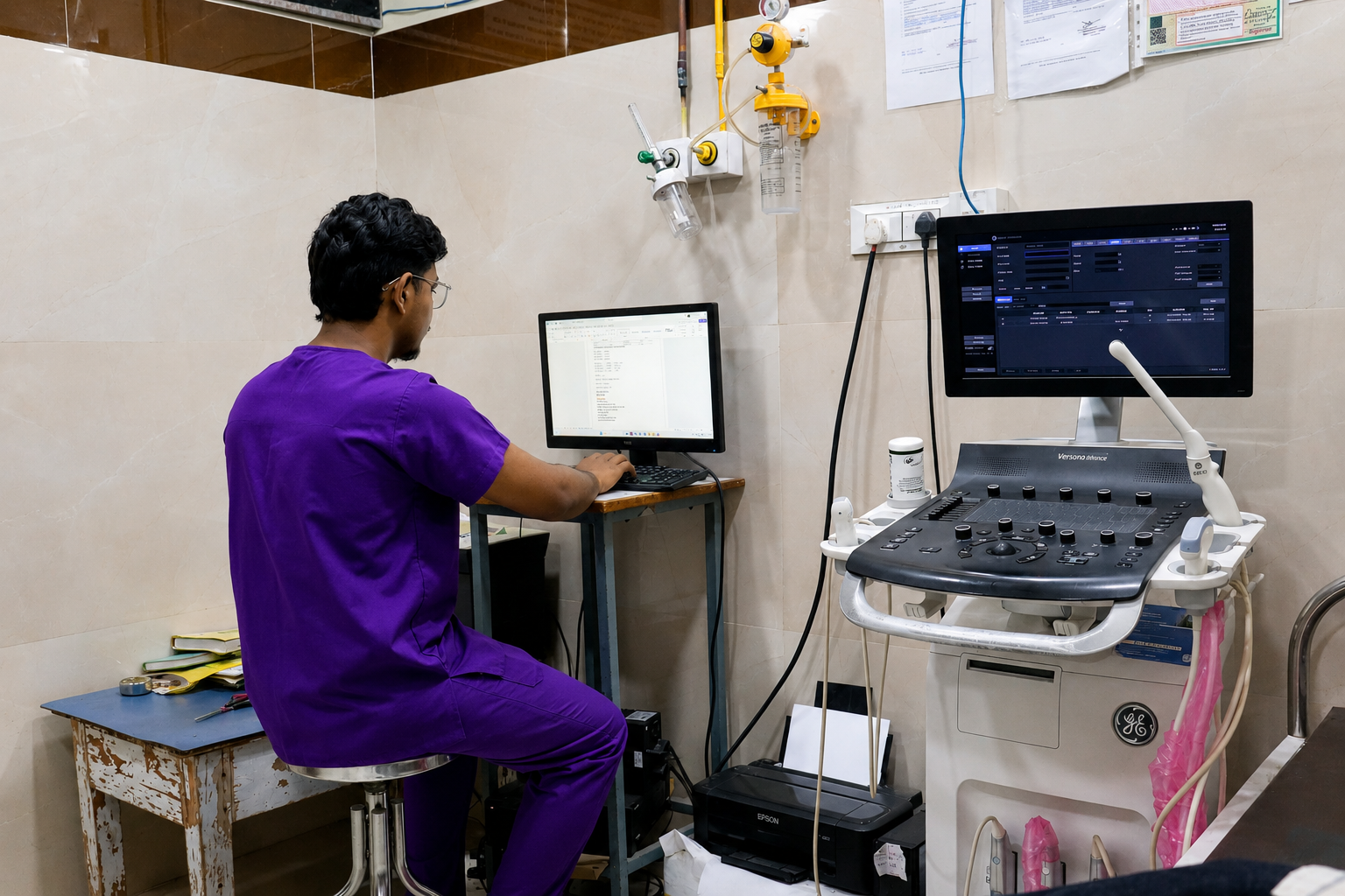 Cardiac diagnostic room with advanced echocardiography equipment